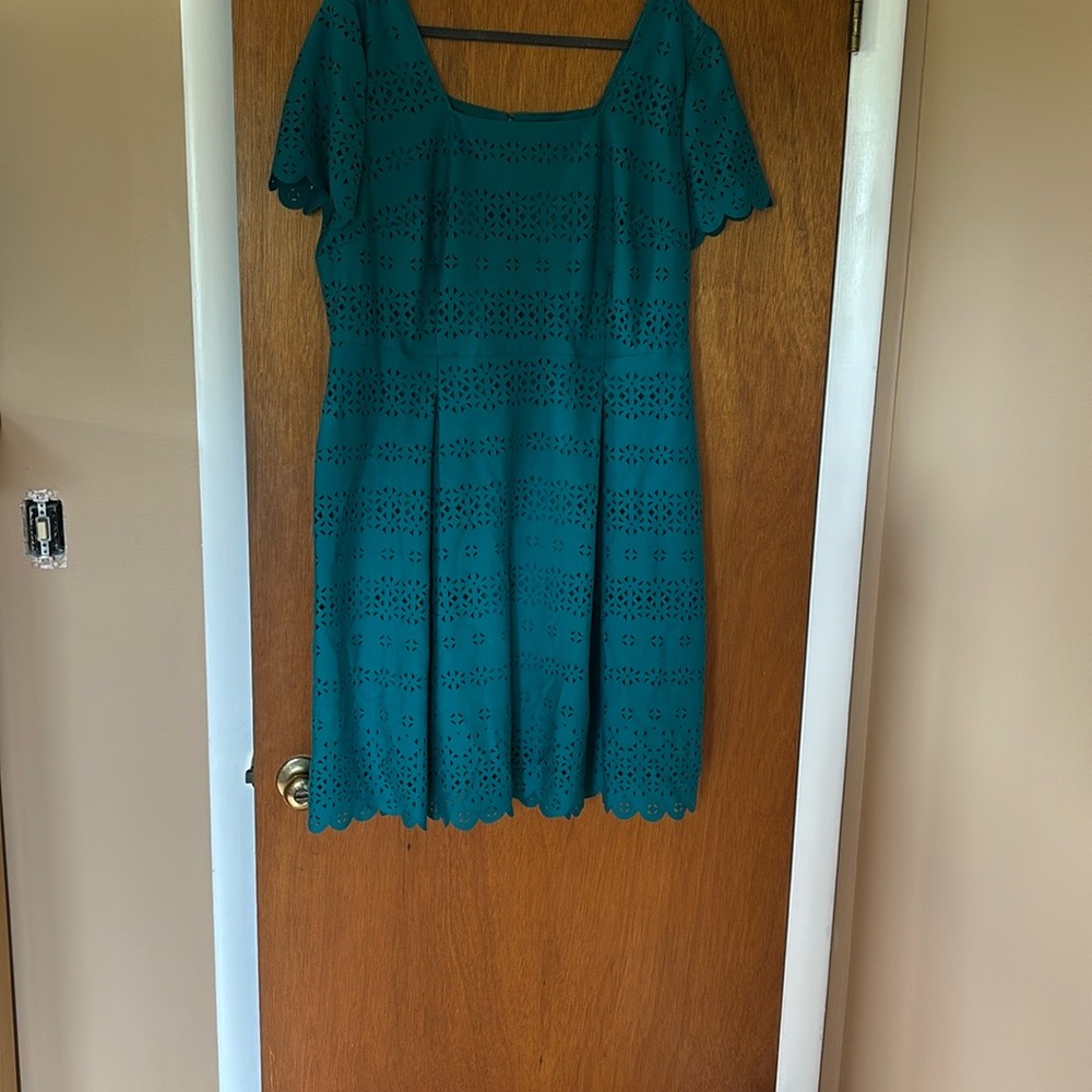 Elegant Teal Eyelet Dress